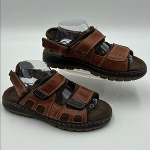 Earth Shoe Highlanger Chunky Leather Sandals Men's 9.5  Adjustable Straps Brown